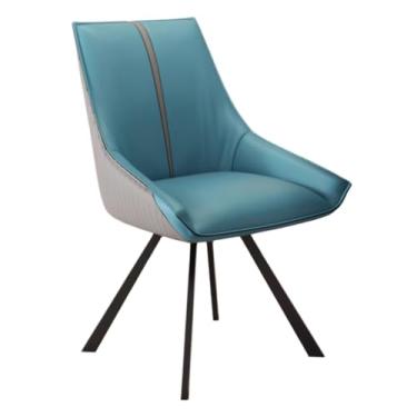 Imagem de SPXMQSS Cadeiras de mesa de jantar, cadeiras de jantar giratórias com apoios de braços e pernas de metal, cadeira estofada de sala de estar com encosto para sala de estar, recepção, restaurante, azul