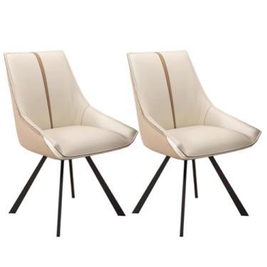 Imagem de SPXMQSS Cadeiras de mesa de jantar, cadeiras de jantar giratórias com apoios de braços e pernas de metal, cadeira estofada de sala de estar com encosto para sala de estar, recepção, restaurante, bege