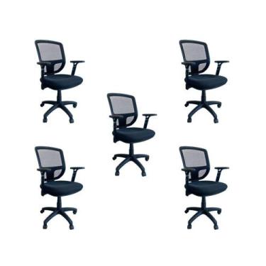 Imagem de Kit 5 Cadeiras De Escritório Diretor Oficial Ergon Uni + E-book - Ofic