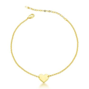 Imagem de Tornozeleira Com Delicado Coração Banhada A Ouro 18k 20cm