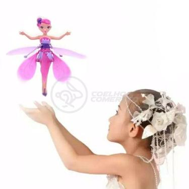 Imagem de Boneco Princesa Aerocraft Fada Voadora Rosa 19Cm C/ Luz
