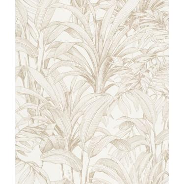 Imagem de Papel de Parede Muse Folhagem Branco e Dourado A51402