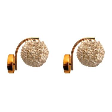 Imagem de Kit 2x Arandela Lustre De Cristal Dourada Com Troca De Cor No Interruptor Bivolt