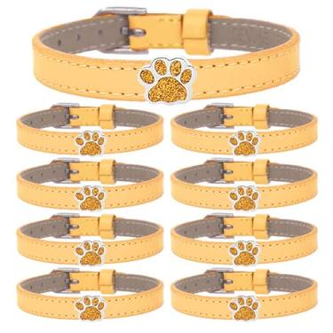 Imagem de Dreuyet 9 pulseiras de couro com estampa de pata para mulheres e homens, pulseira fofa com glitter, espiritual, semana, pulseira ajustável de poliuretano para dia de jogo, aniversário, Natal, joia