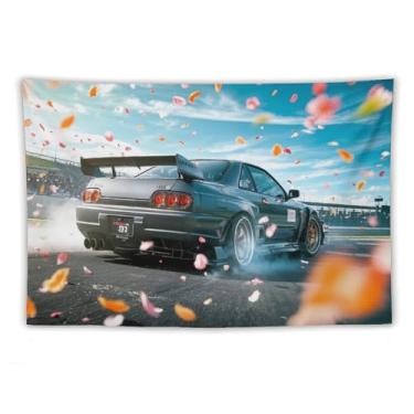 Imagem de HouLaiZhe JDM Tapeçaria de carro Drift R32 Carro esportivo pendurado na parede quarto decoração de casa tapeçarias estética piquenique decoração de parede arte de parede para dormitório sala de estar