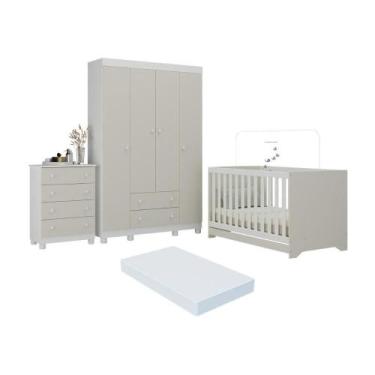 Imagem de Quarto De Bebê Completo Berço Americano 3 Em 1 Colchão Allegra Multimó