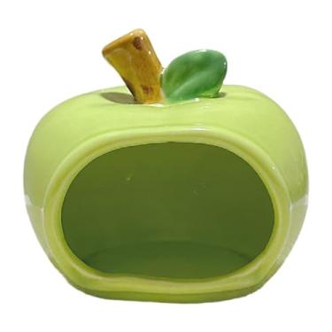 Imagem de Fenteer Casinha de cerâmica para hamster, para hamster, comedouro, esconderijo para pequenos animais, caverna para ouriço, Verde