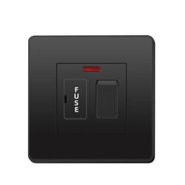 Imagem de Interruptores elétricos de parede de policarbonato preto com painel grande fusível campainha aquecedor de água regulador cortina interruptor de velocidade do ventilador 13A (interruptor de fusível)
