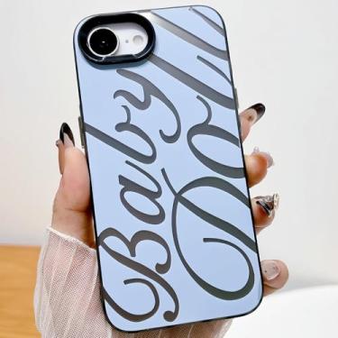 Imagem de HYUEKOKO Capa de telefone com estampa de linha de letras para iPhone 16e, capa estética com estampa de texto em inglês fofo e elegante em TPU macio à prova de choque para meninas, mulheres e homens