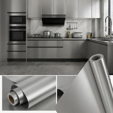 Imagem de Adesivo Prata Tipo Inox Envelopar Geladeira Fogão 2m x 50cm - BG Adesi