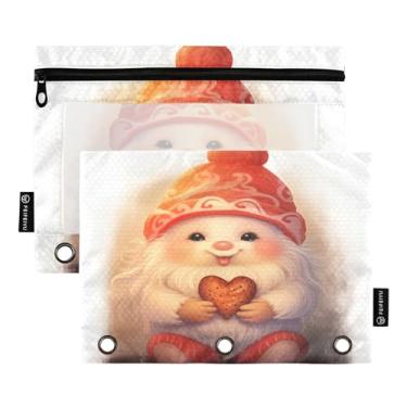 Imagem de Wassud Cute Gnomo Holding A Heart Pacote com 2 Pastas de Fichário Pastas de Bolso com 3 Furos, Pasta Organizadora de Fichários para Casa, Escritório