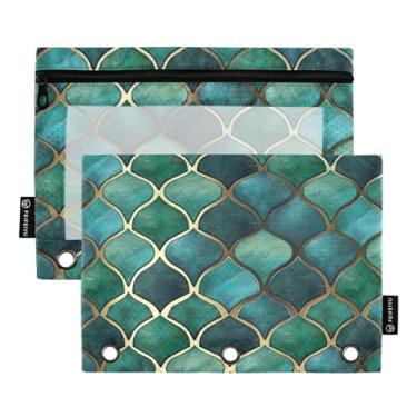 Imagem de Wassud Padrão geométrico abstrato (2) pacote com 2 pastas para fichário, 3 furos, pastas de bolso, organizador de fichários para casa, escritório