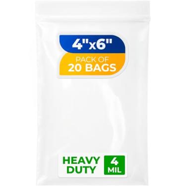 Imagem de Paclord Bolsa pequena de 10 cm x 15 cm, com fecho de zíper e fecho de zíper, 4 mm de espessura, 20 sacos transparentes que podem ser fechados com durabilidade extra, impermeáveis e herméticos para