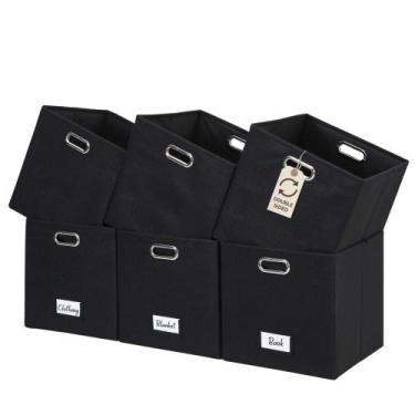 Imagem de Cajas de Almacenamiento DECOMOMO Cubo Negro 28 cm con Etiquetas 6 unid