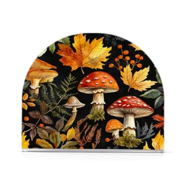 Imagem de Qilmy Porta-guardanapos, cogumelos e margaridas borboletas porta-guardanapos para mesas cozinha restaurante decoração de casa, suporte decorativo moderno para papel de jantar guardanapos de coquetel