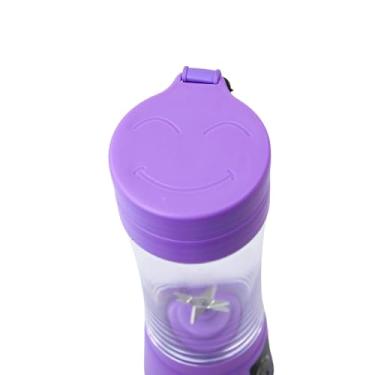 Imagem de Mini Liquidificador Portátil com 6 Lâminas, 380ml, Recarregável, Roxo, 22000 RPM, para Sucos e Smoothies