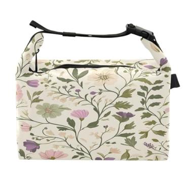 Imagem de STAYTOP Lancheira vintage lindas flores silvestres com fivela, lancheira isolada para meninos e meninas, lancheira térmica para trabalho escolar