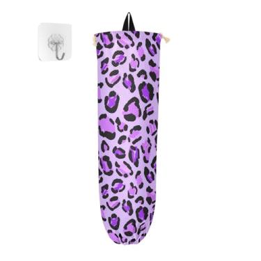 Imagem de xigua Suporte de parede para saco de plástico com estampa de leopardo com cordão, pacote com 2, organizador de sacolas de compras reutilizáveis, decoração para bolsas, meias, roupas íntimas e gravatas
