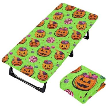 Imagem de Burbuja Abóboras com lençol de berço de doces de Halloween para crianças, lençol de cochilo acolchoado portátil com faixa elástica para meninas e meninos, lavável na máquina, 63,5 x 127 cm