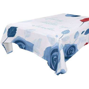 Imagem de YETTASBIN Toalha de mesa quadrada Happy Mother's Day, impermeável, resistente a manchas, lavável de poliéster para piquenique, jantar, férias, cozinha, festa, decoração, 137 x 137 cm