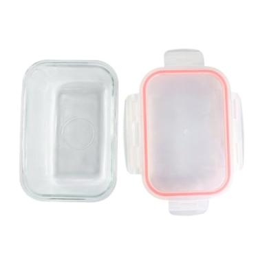 Imagem de Pote de Vidro Borosilicato com Tampa Hermética Click Glass, 640ml, 4 Travas, para Micro-ondas e Freezer, 19x14x8cm