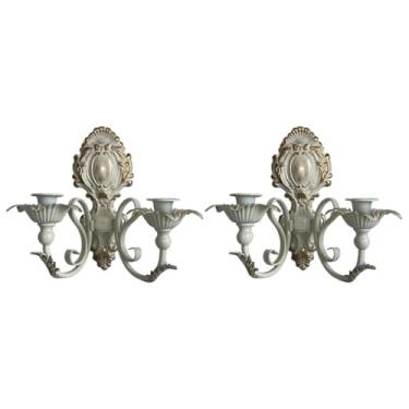 Imagem de Ｂｅｓｇａ Castiçal de parede estilo candelabro nórdico para decoração de casa de campo, aniversário, quarto ou sala de jantar, Branco