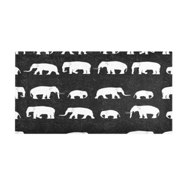 Imagem de BOESI Tapete de elefante branco, tapete de banheiro de pelúcia, absorvente e antiderrapante, lavável na máquina, para banheiro, quarto, corredor, passagem, 99,1 x 50,8 cm