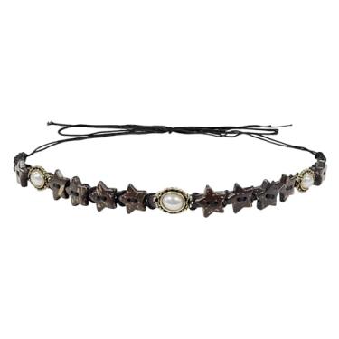Imagem de Pulseiras de chapéu de caubói para mulheres e homens, pulseiras de chapéu de cowgirl feitas à mão com pérola de substituição cinto masculino, Estrela marrom, 1 Count (Pack of 1)