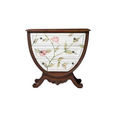 Imagem de Cômodas Peito de entrada pintado, cômoda vintage, semicírculo europeu, decorativo, armário, quarto, organizador gavetas(Branco)