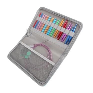 Imagem de Acouto Conjunto Abrangente de Agulhas de tricô Circulares Com Agulhas Intercambiáveis, 26 Peças, Alças de Metal, Bolsa de Armazenamento Incluída, Projetos de Artesanato - Perfeitos para Iniciantes e