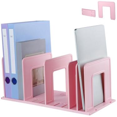 Imagem de LuluEasy Organizador de arquivos vertical ajustável, suporte de arquivo vertical expansível de plástico resistente, organizador de fichário de mesa, divisor de estante de organização de escritório
