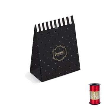 Imagem de Kit Saco de Papel Para Presente M 27cm x 19cm Com Fita Cetim Rolo 4mm x 100m