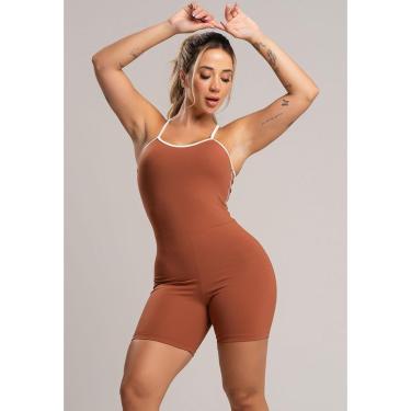 Imagem de Macaquinho Fitness Alcinha Off White Poliamida Mvb Modas-Feminino