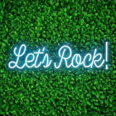 Imagem de Painel Luminoso Neon Led Lets Rock! Decoração Festa Branco 127/220v (Azul Claro)