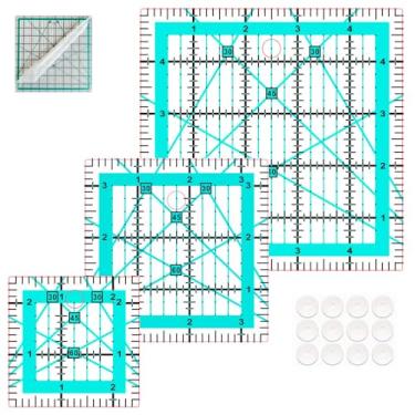 Imagem de Réguas para acolchoar, 3 modelos de régua quadrada para acolchoar (6 x 5 cm, 9 x 8 cm, 12 x 12 cm), 12 x 12 cm), réguas de acrílico para estofamento e costura