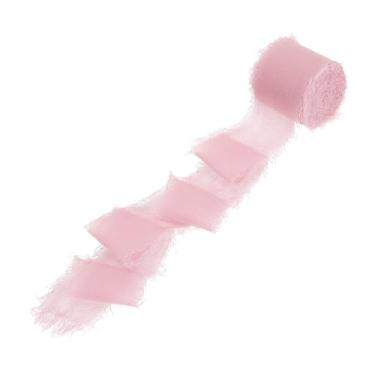 Imagem de PATIKIL Fita de franja de algodão de 3,8 cm x 5,5 m, 1 rolo de fita de algodão desgastada feita à mão para artesanato faça você mesmo, buquês, decoração de casamento, embrulho de presente, rosa