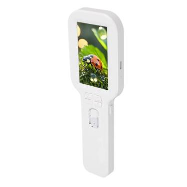 Imagem de Qinlorgo Microscópio Digital Portátil, 5-500 X 3,0 pol. Lente Dupla 1200mAh Lupa de Bolso Registro Lupa de 3 Modos Com Luz Microscópio de Lente Buggy de 16 LED para Exploração (WHITE)