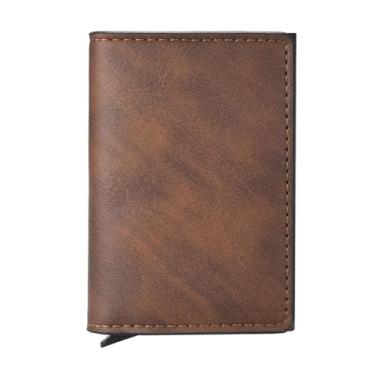 Imagem de Carteira para cartão RFID, porta-cartão de vacina, porta-cartões de crédito fino, porta-cartões e organizadores de dinheiro, Marrom 1