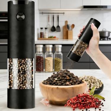 Imagem de Moedor elétrico de sal e pimenta movido a bateria, moedor de pimenta automático, agitadores de grossura ajustáveis, operação com uma mão para cozinha