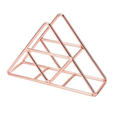Imagem de Porta-guardanapos Ainoli Moda Espessado Triangular Autônomo Metal Ferro Forjado Suporte de Tecido Vertical (Ouro rosa)