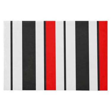 Imagem de Wassud Tapete de porta com listras pretas e vermelhas 61 x 89 cm, tapete lavável antiderrapante com suporte de borracha, tapete macio e macio para sala de estar, quarto, entrada, entrada