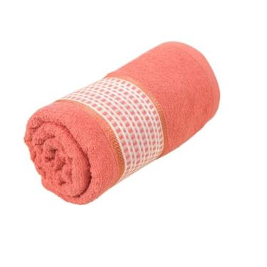 Imagem de Toalha de Banho Avulsa Felpuda 100% Algodão, 145x75cm, 360g/m², 1 Peça (Cor Coral)