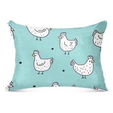 Imagem de Linda fronha decorativa verde galinha grande zíper longo para travesseiro padrão queen king fronhas grandes para cama, tamanho do corpo, 53 cm x 137 cm