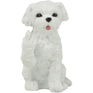 Imagem de JFSM INC. Estatueta de dedo médio de cachorro maltês de 7,6 cm – Material de meias de Natal – Presente para amantes de animais de estimação, decoração de mesa ou escritório em casa