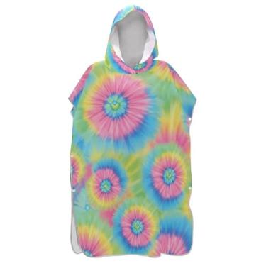 Imagem de Poncho de surfe colorido rosa vibrante para trocador adulto toalhas de banho com capuz plus size ponchos adultos para mulheres