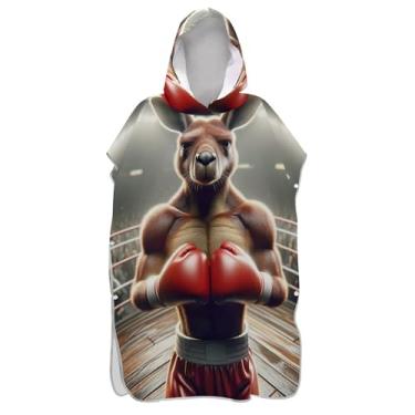 Imagem de TSENQUE Roupão engraçado engraçado canguru poncho de surfe trocador adulto toalha de natação com capuz para viagem ponchos femininos com capuz