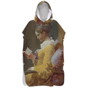 Imagem de Joisal Poncho de surfe para adultos trocador de roupão de praia com capuz toalha de natação reutilizável pintura rococó jovem senhora adulto ponchos para mulheres