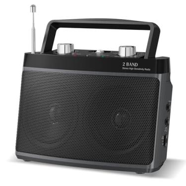 Imagem de Audiocrazy Rádio Portátil Am Fm Com Tomada De Parede Ou Alimentado Por Bateria Para Casa E Exterior, Som Estéreo Recepção Potente, Fácil Usar, Entrada Fone Ouvido, Auxiliar, Pequenos Presentes Idoso