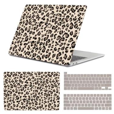 Imagem de GABraden Compatível com MacBook Pro 13 polegadas, 2020, 2019, 2018, 2017 e 2016 (A2338 M1/A2159/A2251/A2289/A1989/A1706) com Touch ID e 2 protetores de teclado, capa rígida para laptop (cinza leopardo
