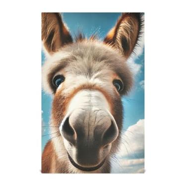 Imagem de Joisal Toalha de mão de chá fofa toalhas de prato de burro fofas para decoração de cozinha panos de prato reutilizáveis absorventes 45 x 71 cm, pacote com 4